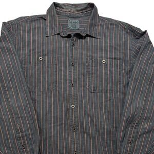 L.L. Bean Vintage Rare Striped Cotton Button Down Shirt Mens XL Blue Red 266069